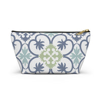 Portugal Tile Accessory Pouch w T-bottom in Blue
